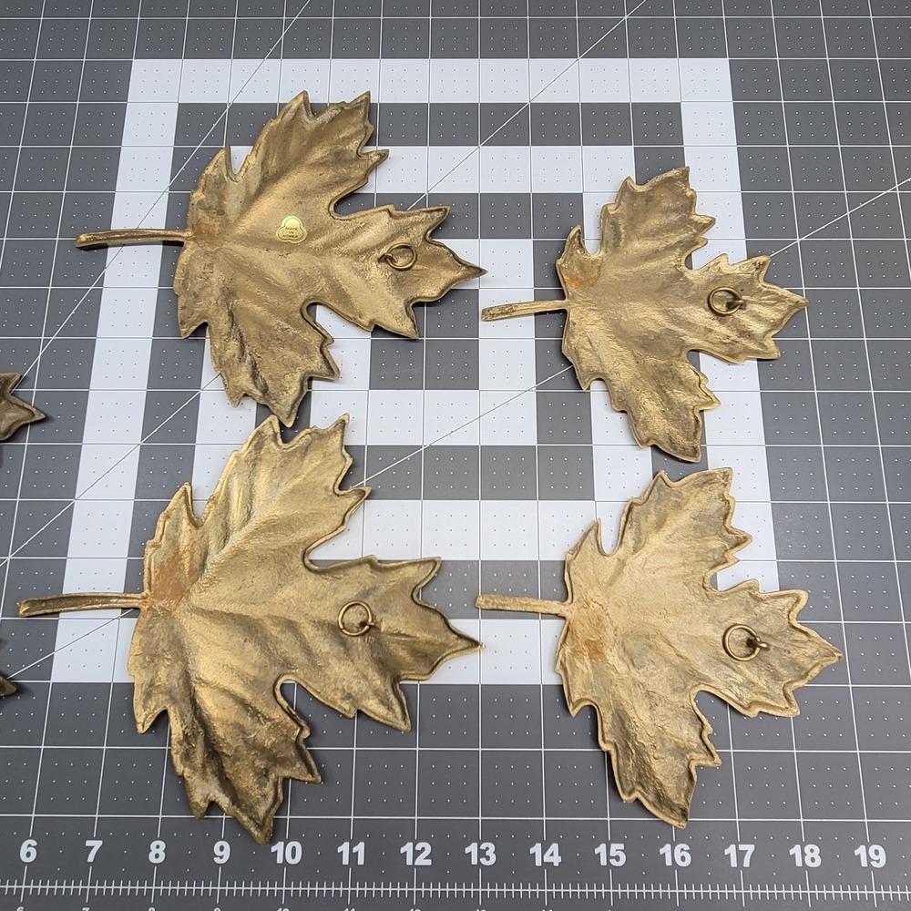 Lot of 6 Brass Maple Leaf Wall Decor Gold Tone Leaves Mid Century Modern MCM Vtg - Picture 13 of 13